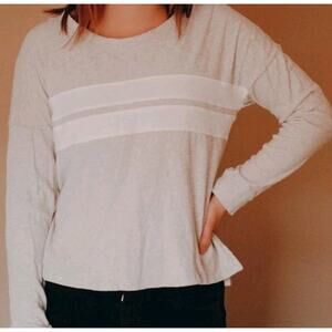 Abercrombie & Fitch Gray XS Long Sleeve White Stripe Soft Lightweight Top GUC